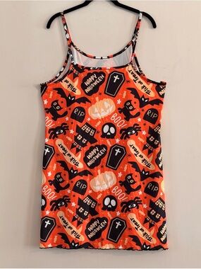 Halloween Graphics Print Orange Spaghetti Strap Tank Size XL